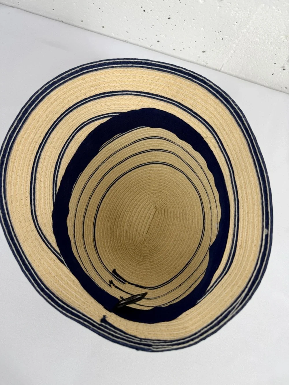 August Navy Blue Straw Cloche Bucket Hat